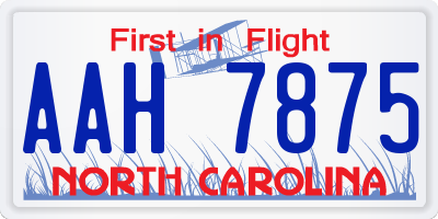 NC license plate AAH7875