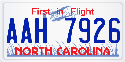 NC license plate AAH7926