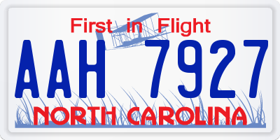 NC license plate AAH7927