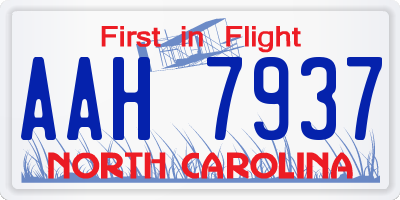 NC license plate AAH7937