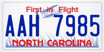 NC license plate AAH7985