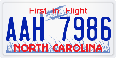 NC license plate AAH7986
