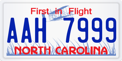 NC license plate AAH7999