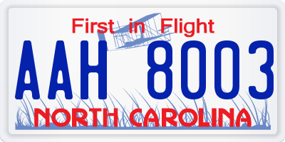 NC license plate AAH8003