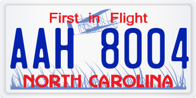 NC license plate AAH8004