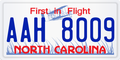 NC license plate AAH8009