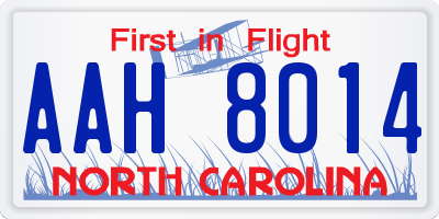 NC license plate AAH8014