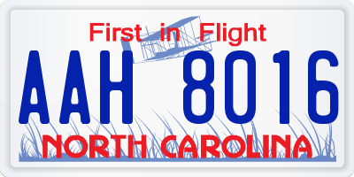 NC license plate AAH8016