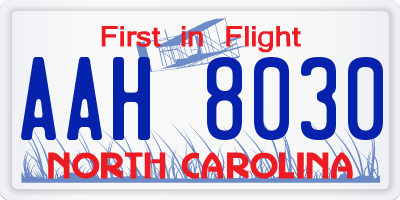 NC license plate AAH8030