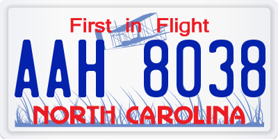 NC license plate AAH8038