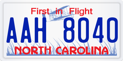 NC license plate AAH8040