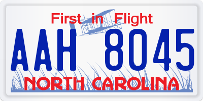 NC license plate AAH8045