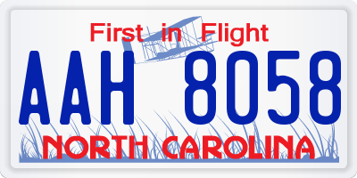 NC license plate AAH8058