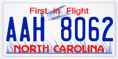 NC license plate AAH8062