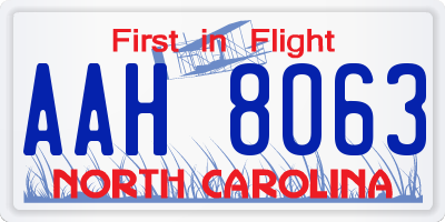 NC license plate AAH8063