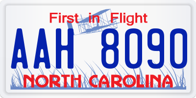 NC license plate AAH8090