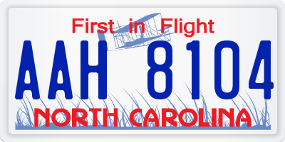 NC license plate AAH8104
