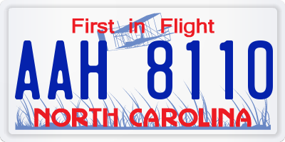 NC license plate AAH8110