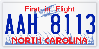 NC license plate AAH8113