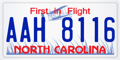 NC license plate AAH8116