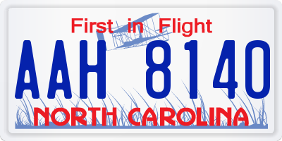 NC license plate AAH8140