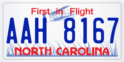 NC license plate AAH8167