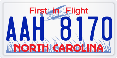 NC license plate AAH8170