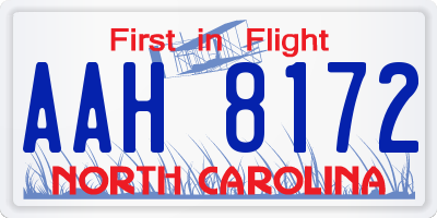 NC license plate AAH8172
