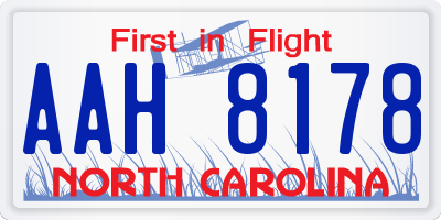 NC license plate AAH8178