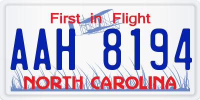 NC license plate AAH8194