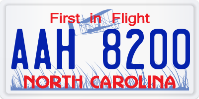 NC license plate AAH8200