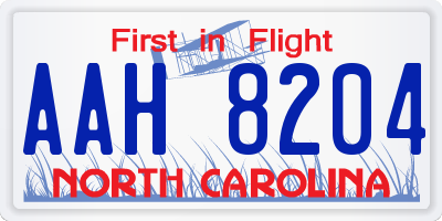 NC license plate AAH8204