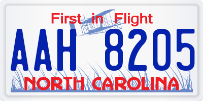 NC license plate AAH8205