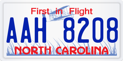 NC license plate AAH8208