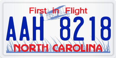NC license plate AAH8218