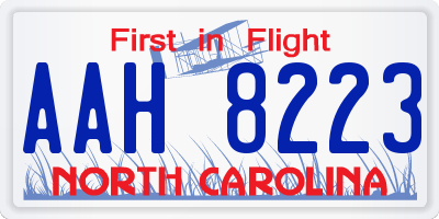 NC license plate AAH8223