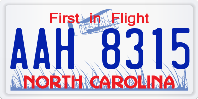 NC license plate AAH8315