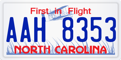 NC license plate AAH8353