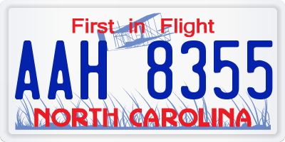 NC license plate AAH8355