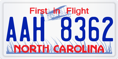 NC license plate AAH8362