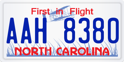 NC license plate AAH8380