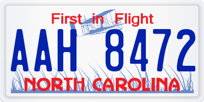 NC license plate AAH8472