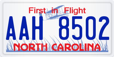 NC license plate AAH8502