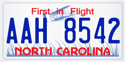 NC license plate AAH8542