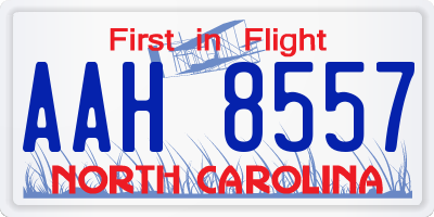 NC license plate AAH8557