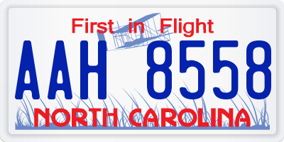 NC license plate AAH8558