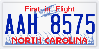 NC license plate AAH8575