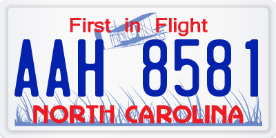 NC license plate AAH8581