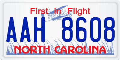 NC license plate AAH8608