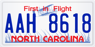NC license plate AAH8618
